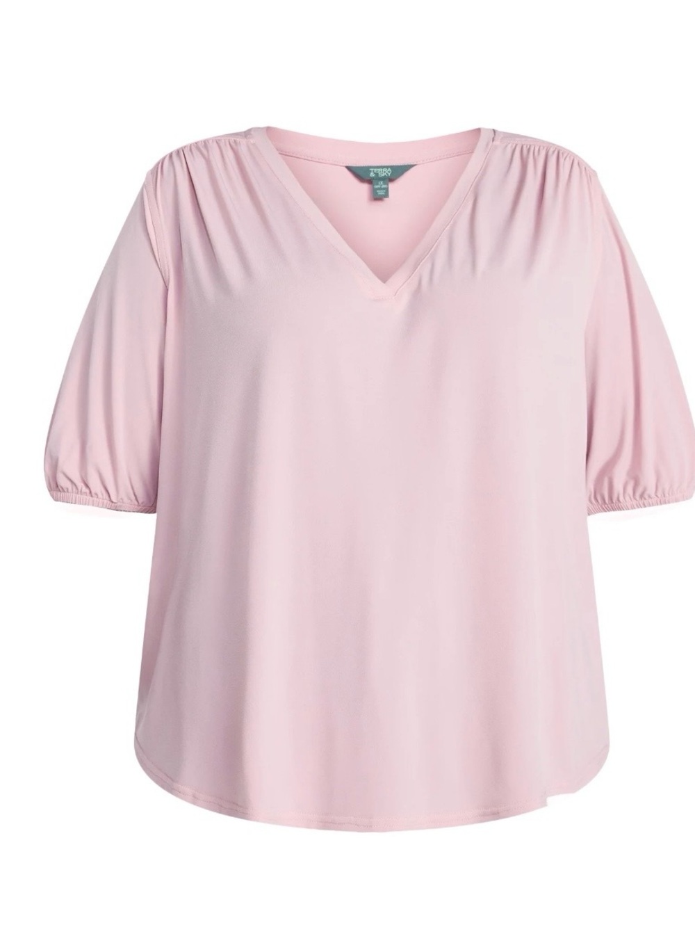 Terra & Sky Women's Plus Size V Neck Tee with Elbow Sleeves, 3X